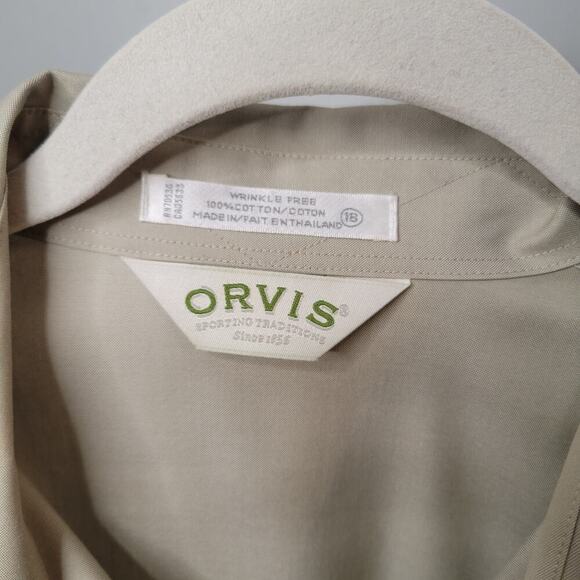 Orvis shirt women's size 18 100% cotton pale green button up l/s non-wrinkle top - Picture 3 of 10